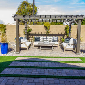 Rear Yard Arbor Over Patio Furniture